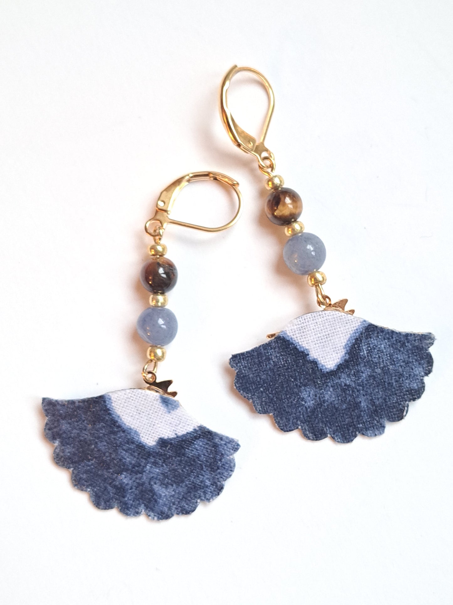 Magic colibris I - Boucles d'oreilles pendantes oeil de tigre aventurine colibri