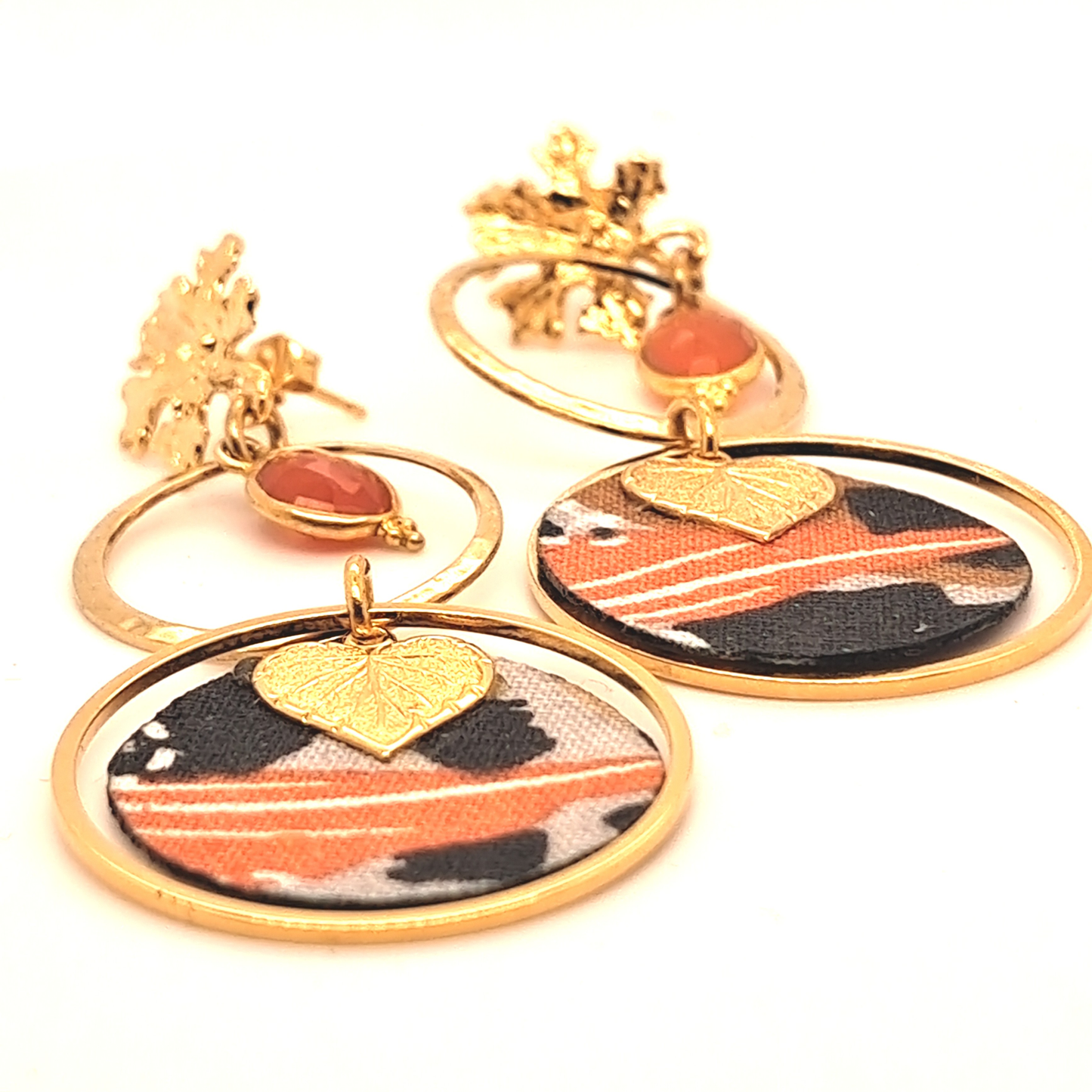 Légende d'Automne - Boucles d'oreilles pendantes cornaline