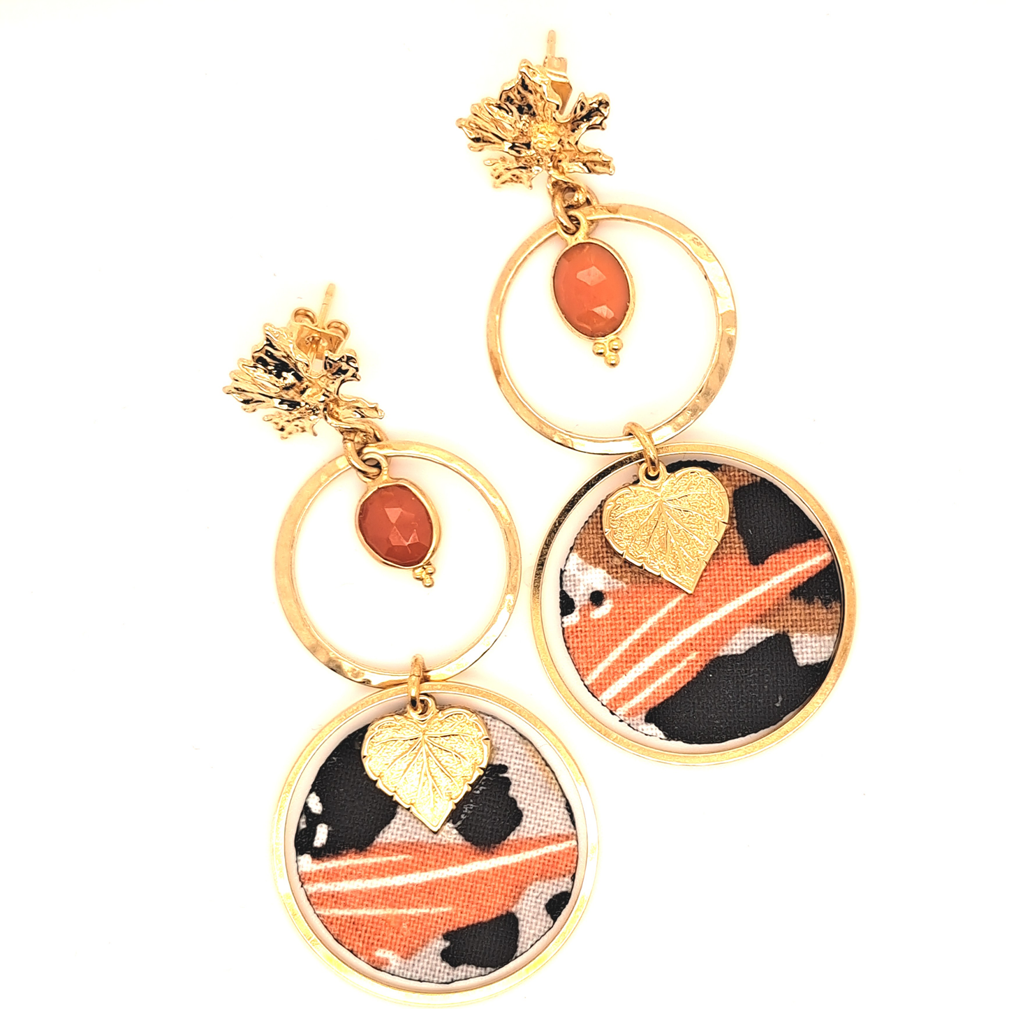Légende d'Automne - Boucles d'oreilles pendantes cornaline