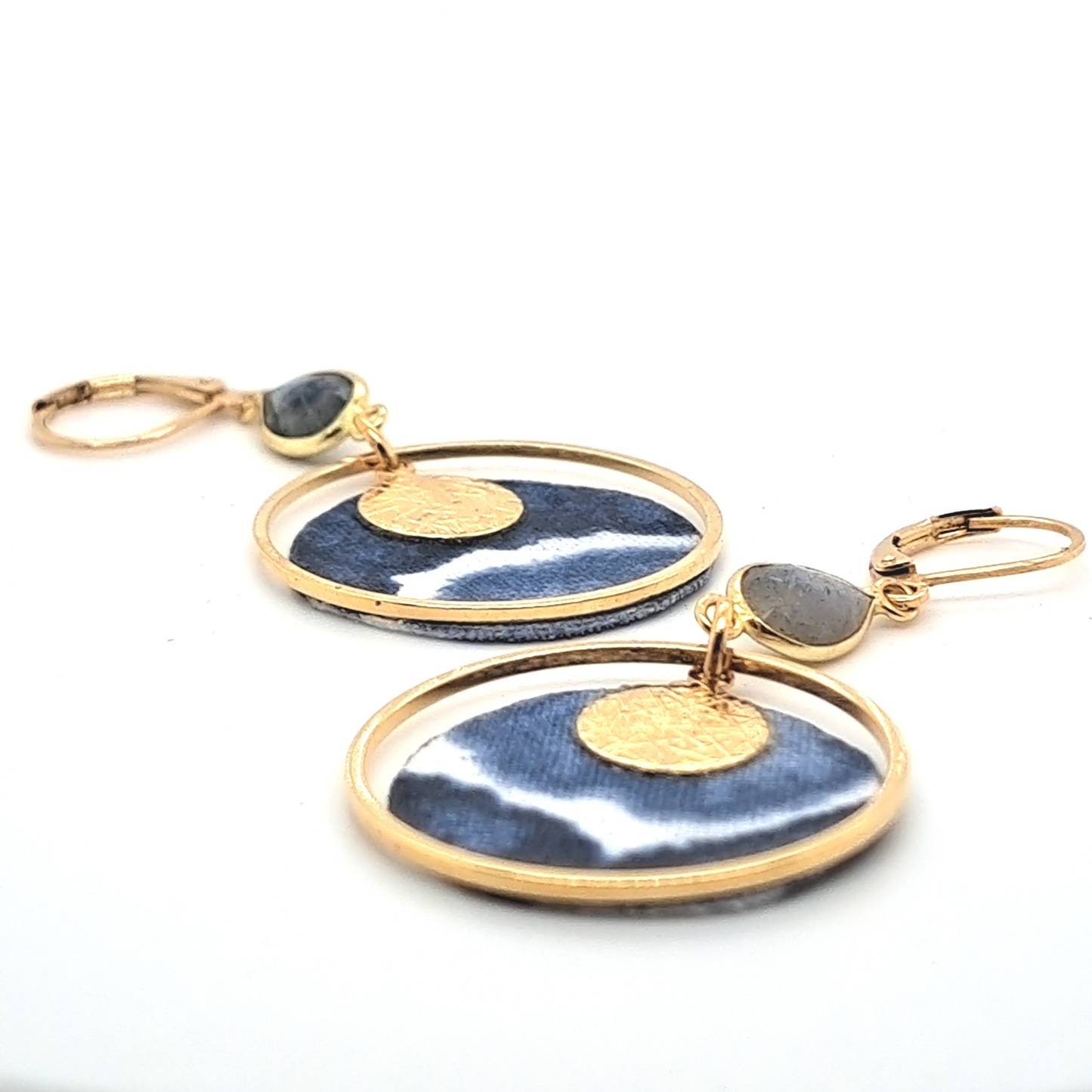 Gold Circle - Labradorite Hoop Earrings