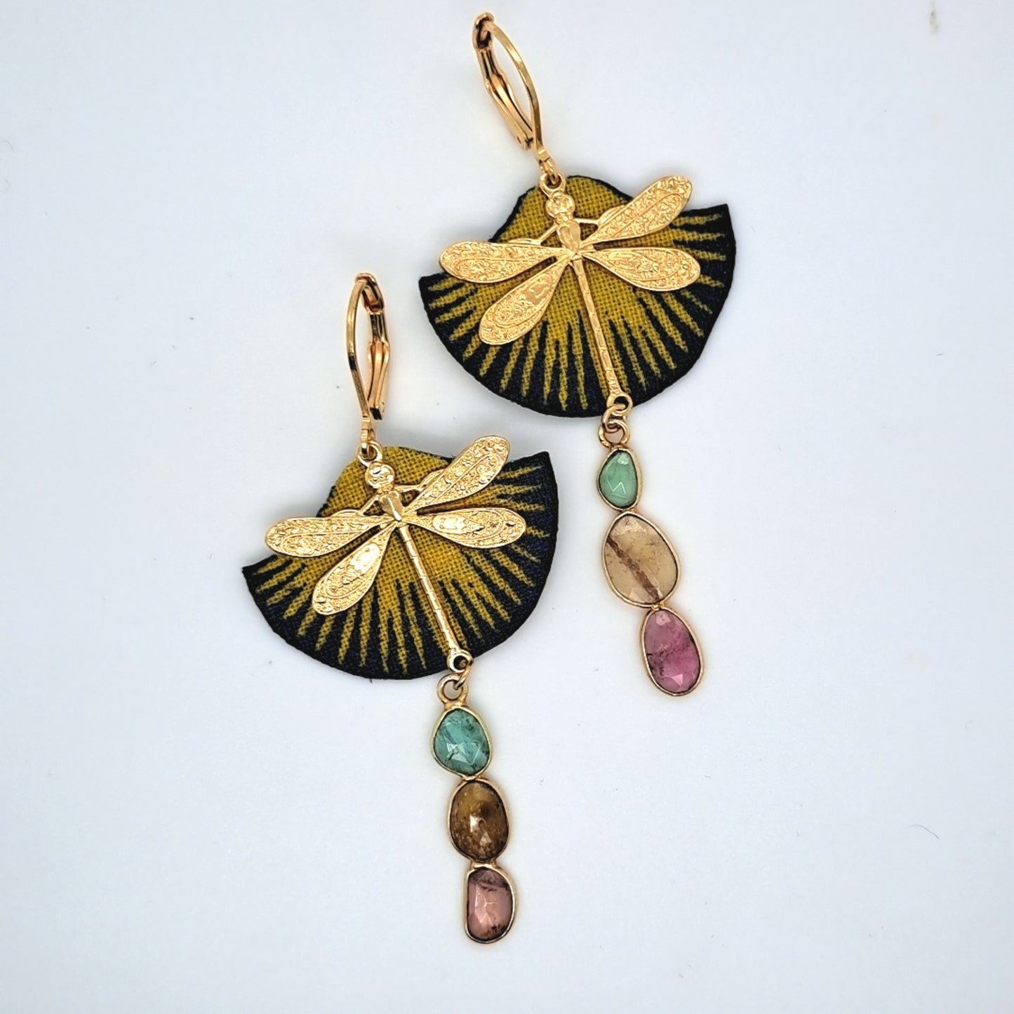 Libellule de printemps-Boucles d'oreilles pendantes tourmaline