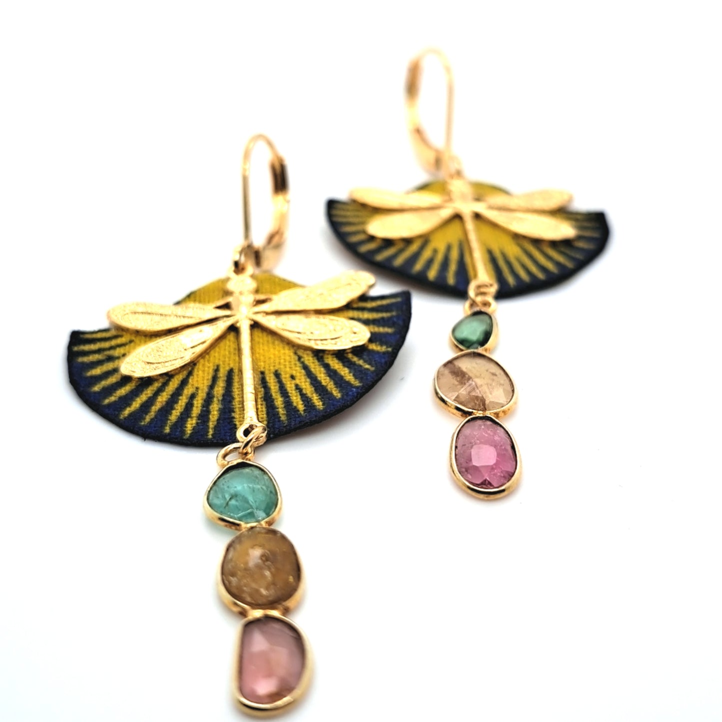 Libellule de printemps-Boucles d'oreilles pendantes tourmaline