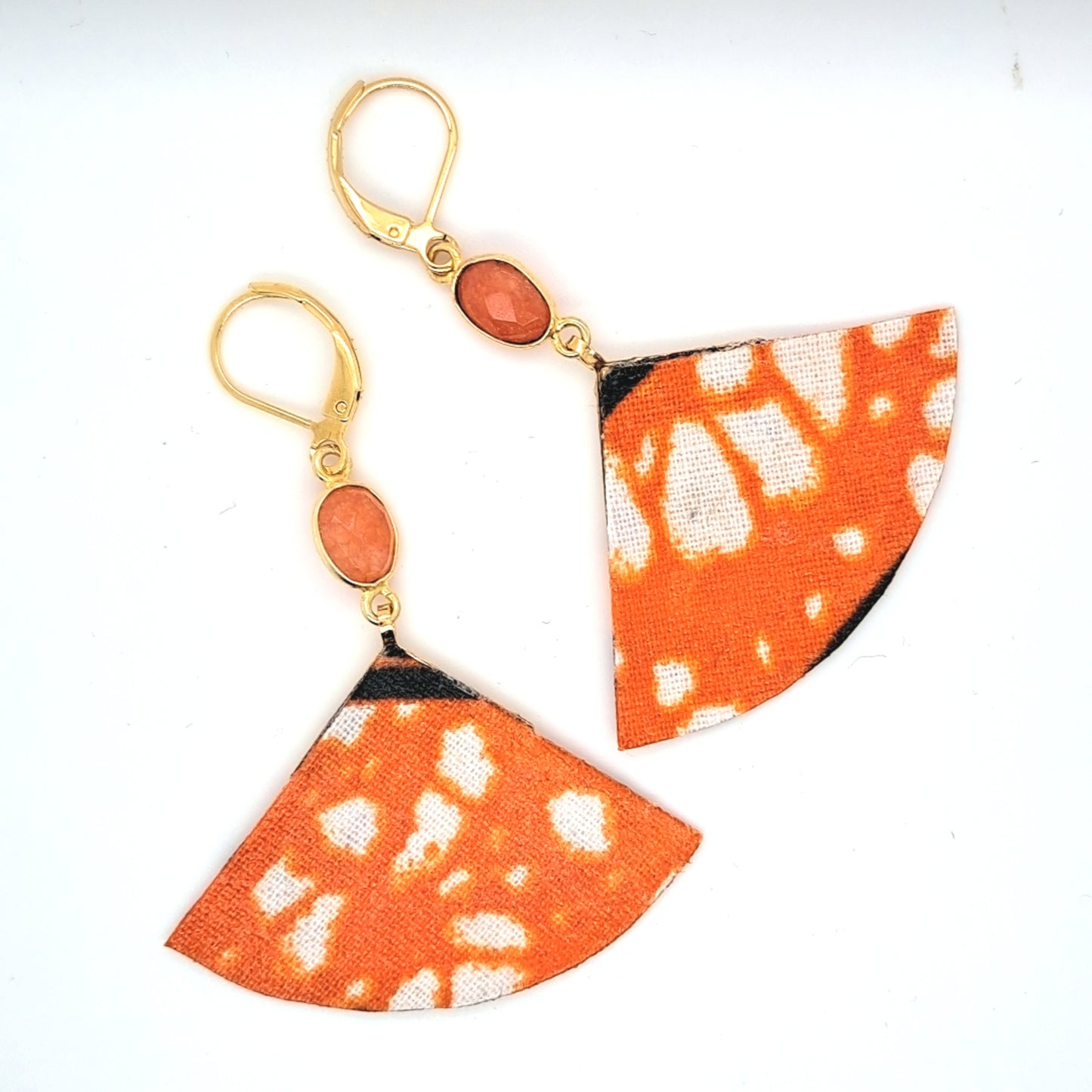 Geisha - Boucles d'oreilles éventail et cornaline