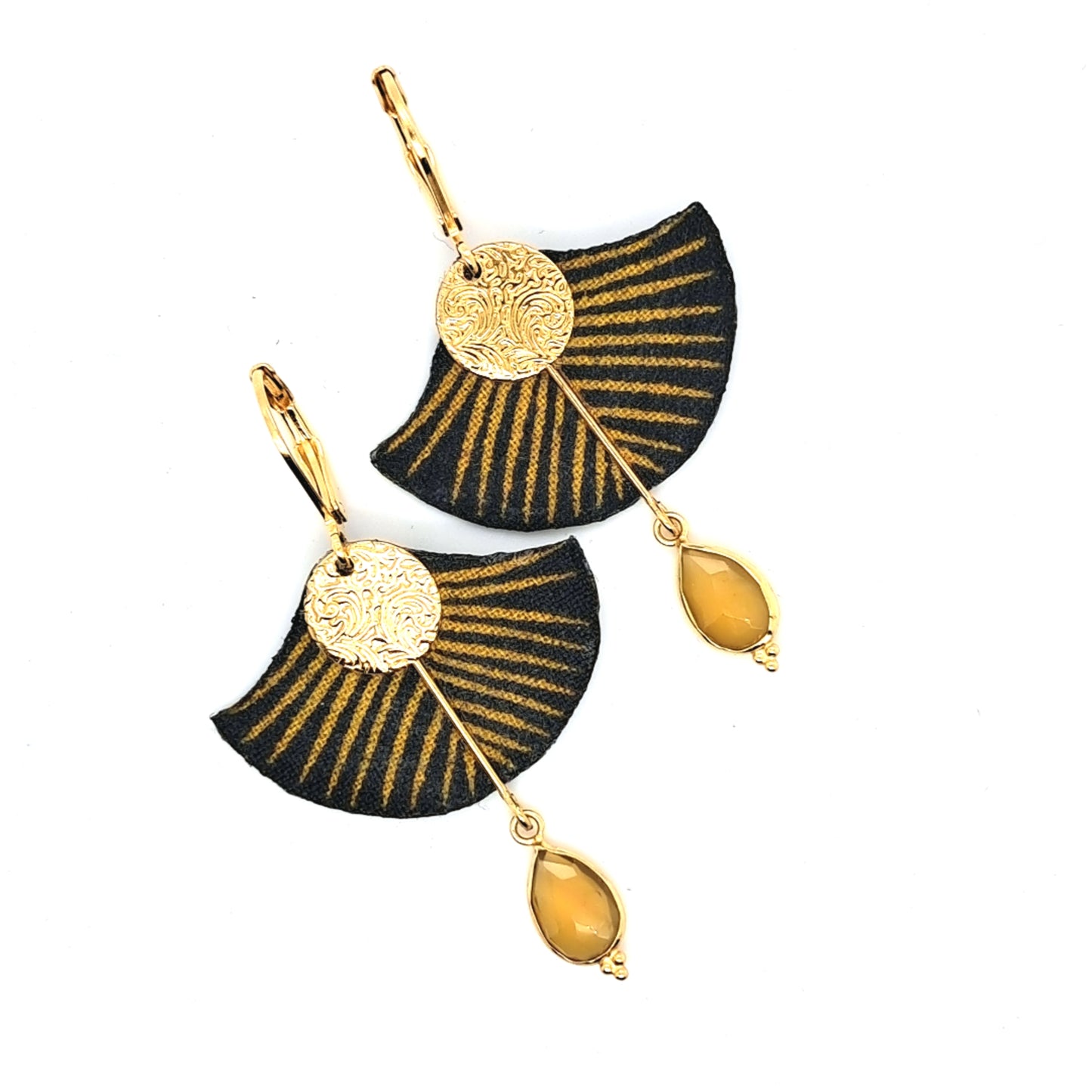 New York II - Boucles d'oreilles pendantes citrine