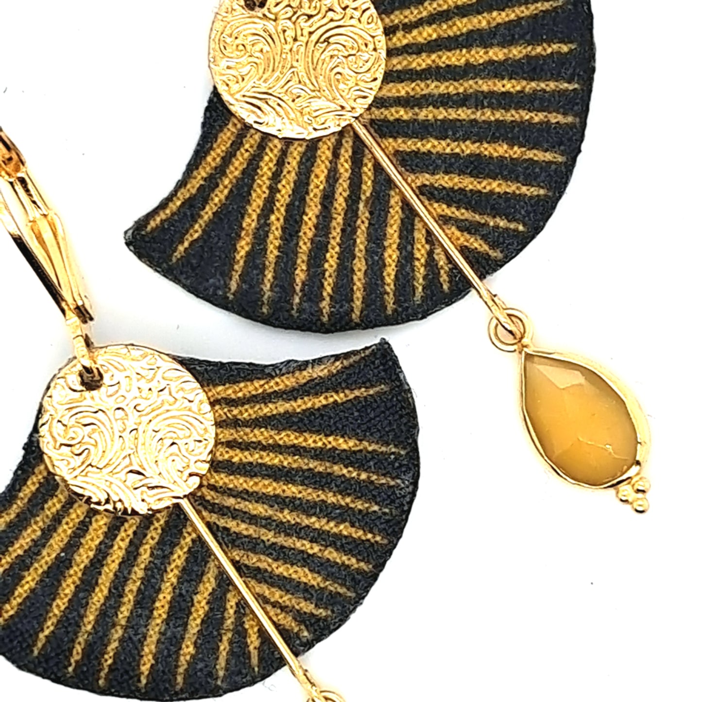 New York II - Boucles d'oreilles pendantes citrine