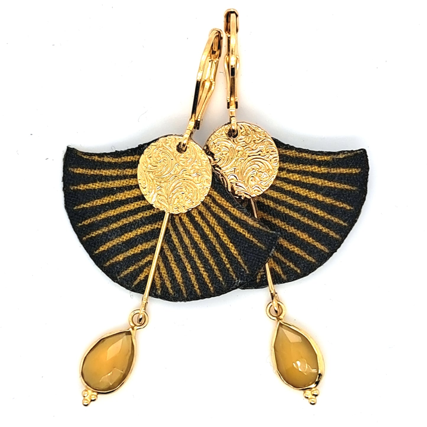 New York II - Boucles d'oreilles pendantes citrine