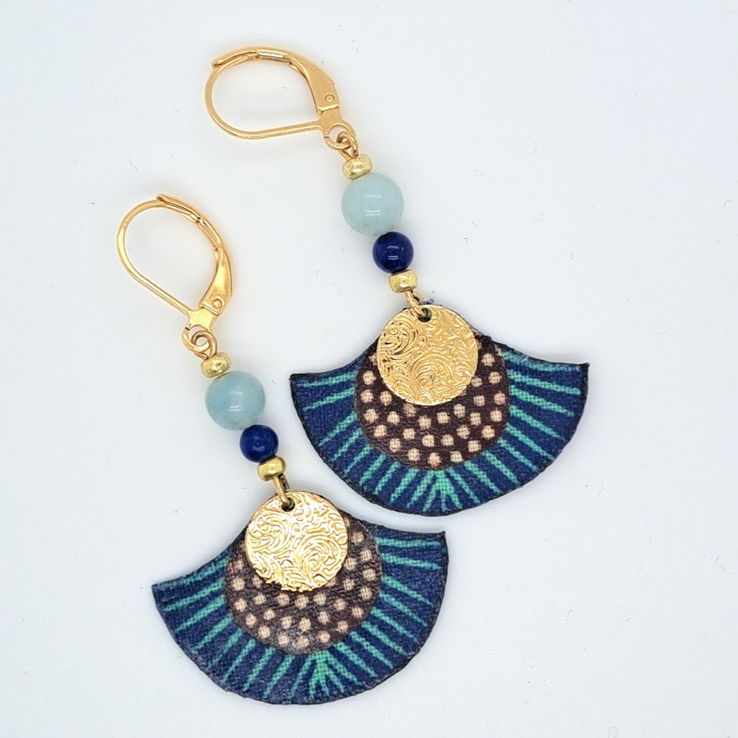 Arizona Dream III - Boucles d'oreilles pendantes perles lapis-lazuli amazonite