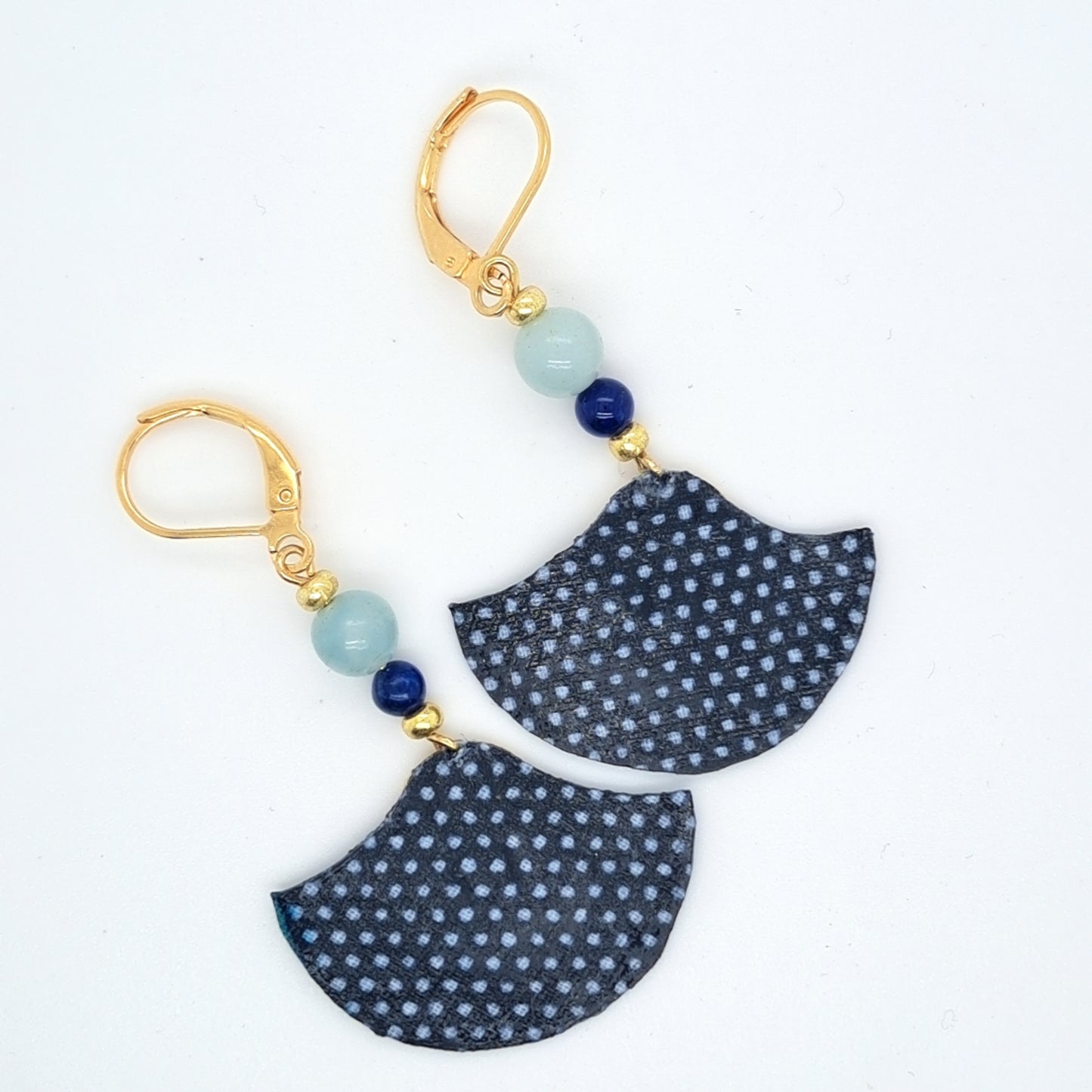Arizona Dream III - Boucles d'oreilles pendantes perles lapis-lazuli amazonite