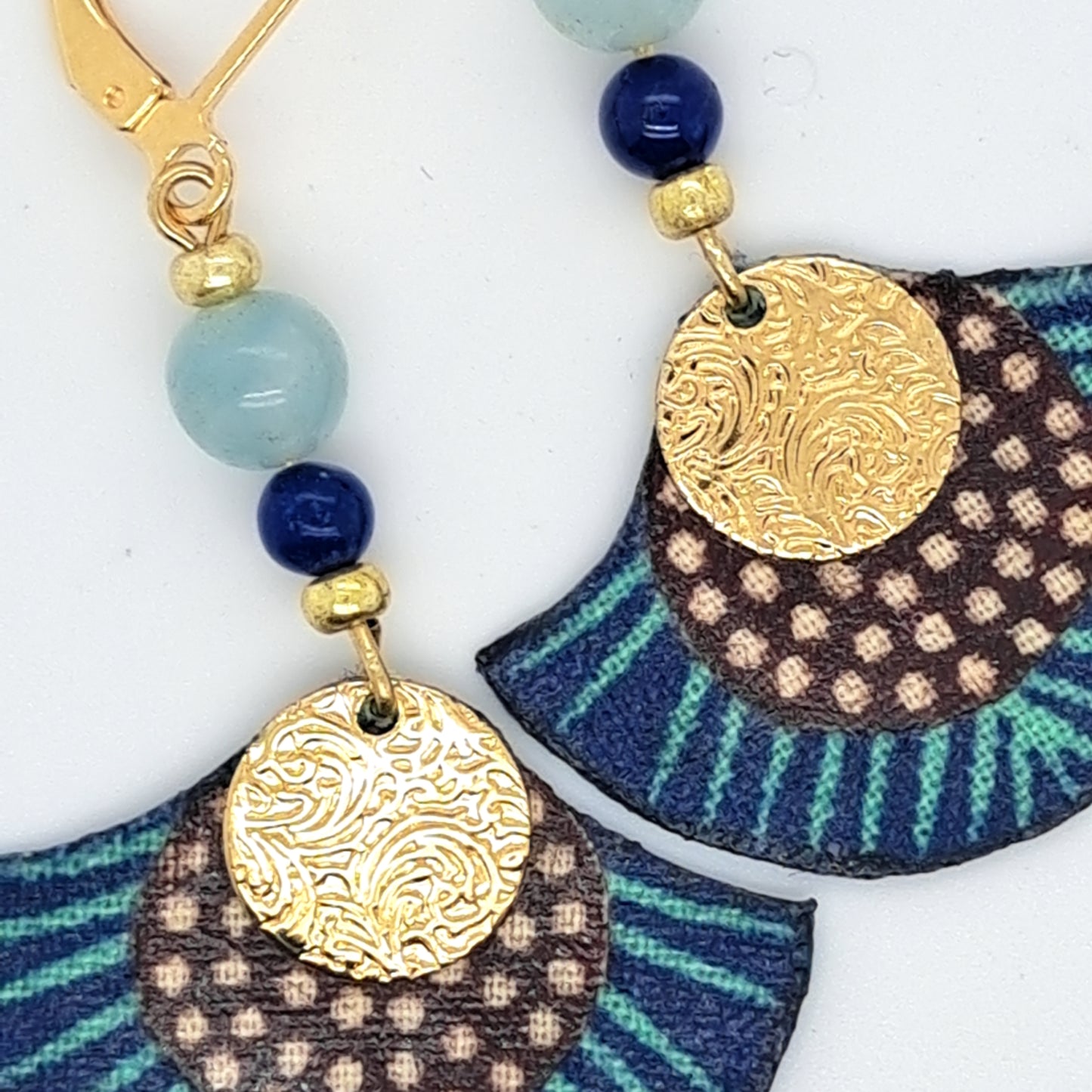 Arizona Dream III - Boucles d'oreilles pendantes perles lapis-lazuli amazonite