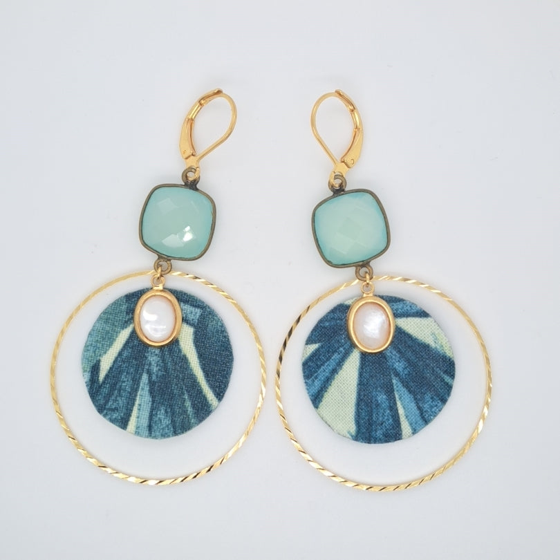 Bleu Moorea - Blue Chalcedony Creole Earrings