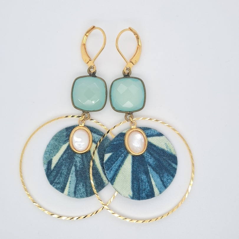 Bleu Moorea - Blue Chalcedony Creole Earrings