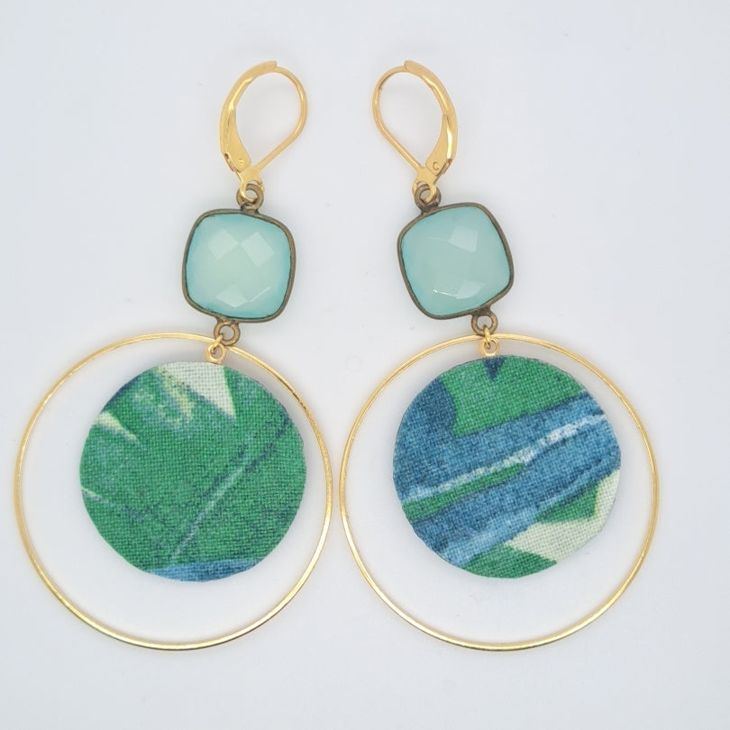 Bleu Moorea - Blue Chalcedony Creole Earrings