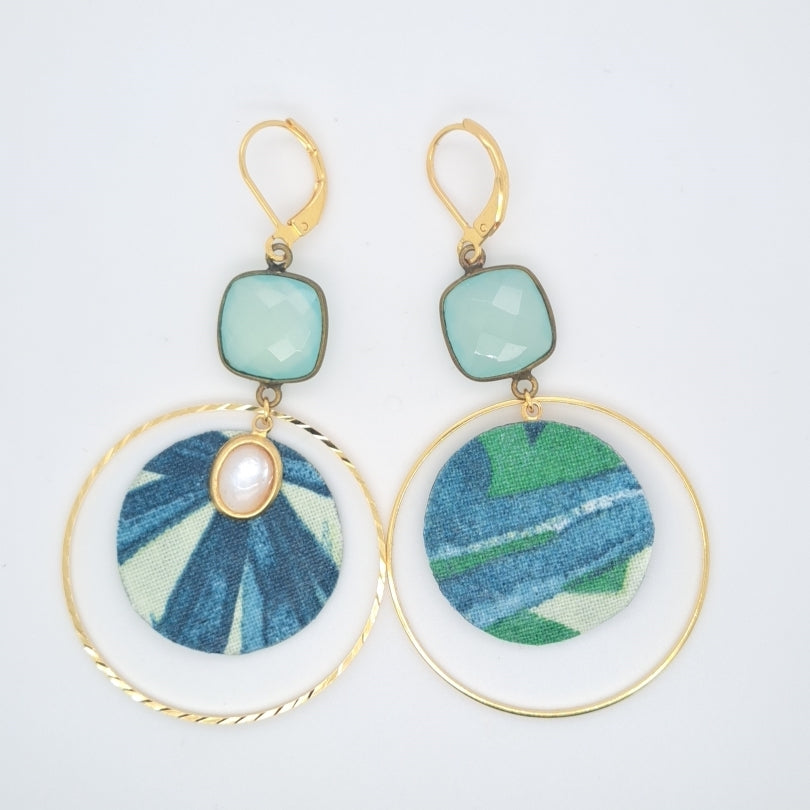 Bleu Moorea - Blue Chalcedony Creole Earrings