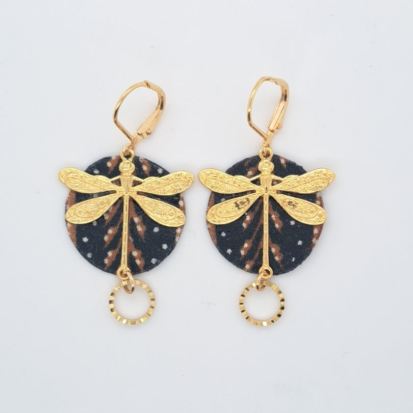 Libre en libellule II - Boucles d'oreilles pendant noires