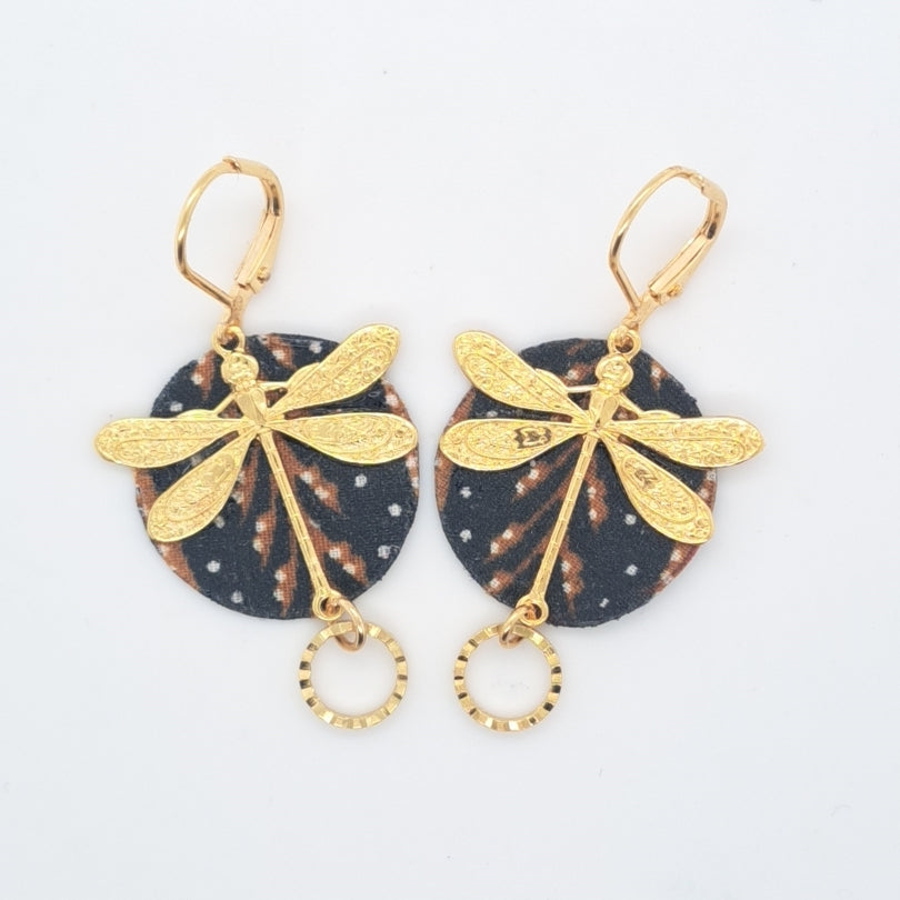 Libre en libellule II - Boucles d'oreilles pendant noires