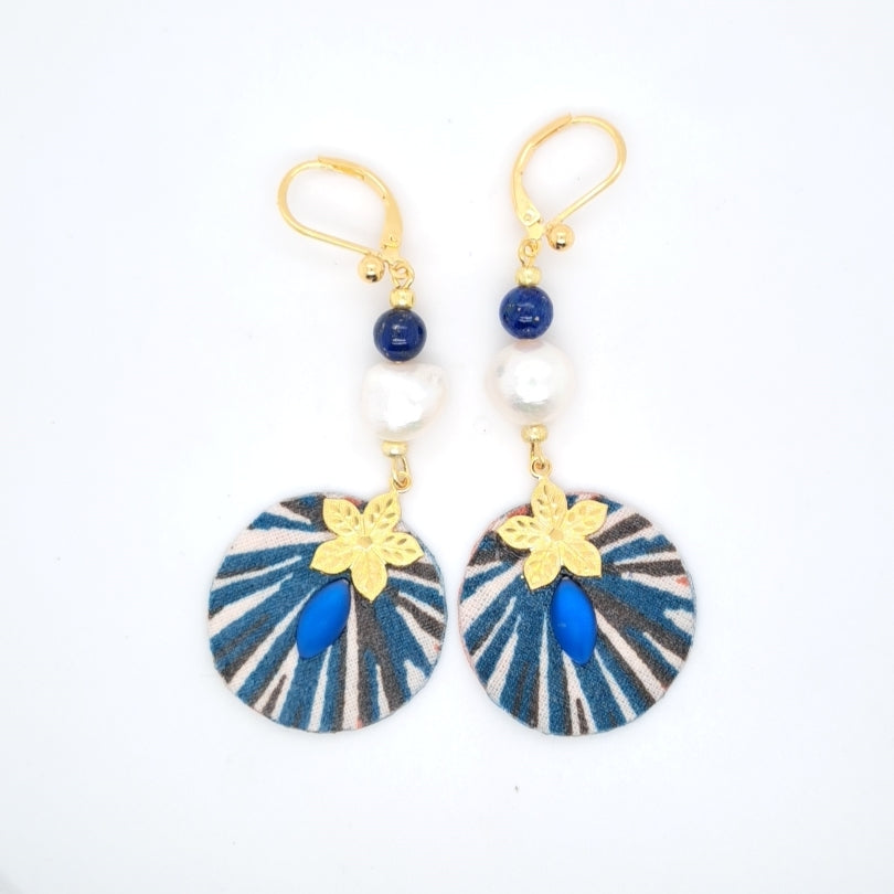 Guili - Round lapis lazuli earrings