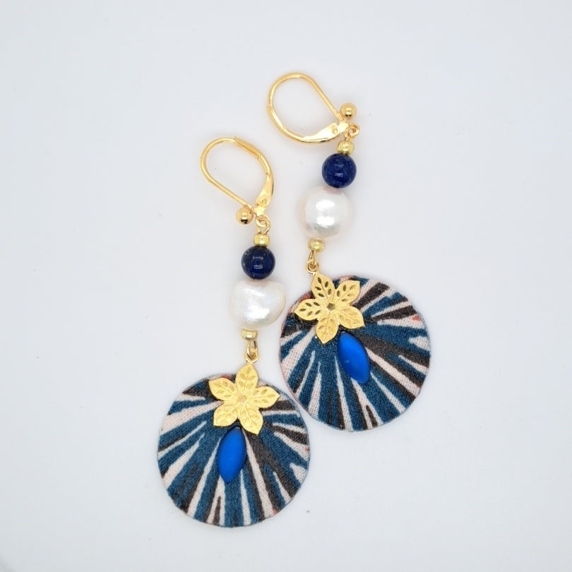 Guili - Round lapis lazuli earrings