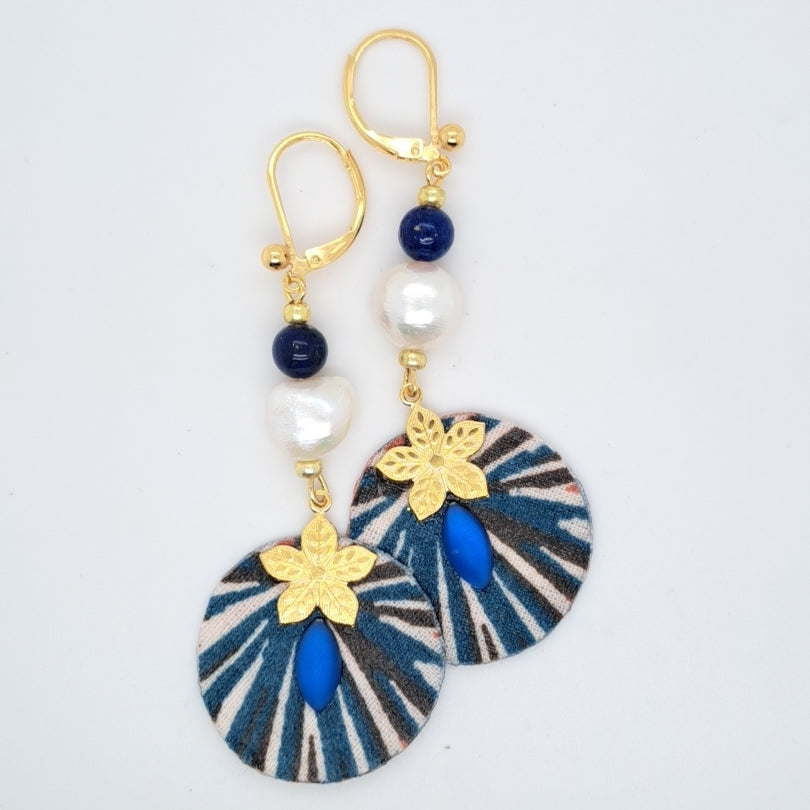 Guili - Round lapis lazuli earrings