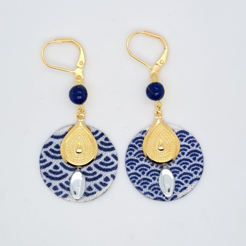 Néréides bleues - Boucles d'oreilles pendantes lapis-lazuli