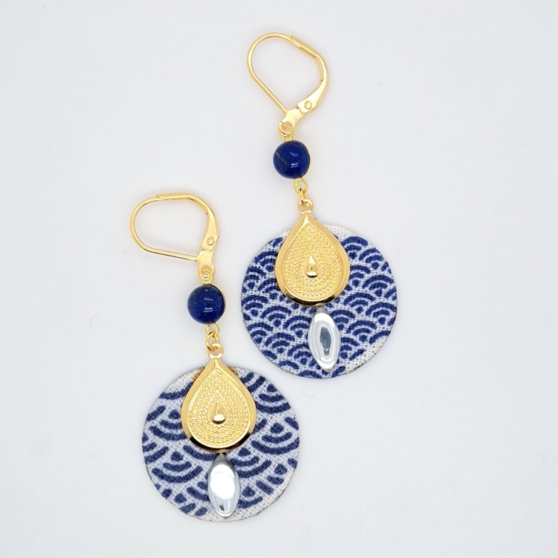 Néréides bleues - Boucles d'oreilles pendantes lapis-lazuli