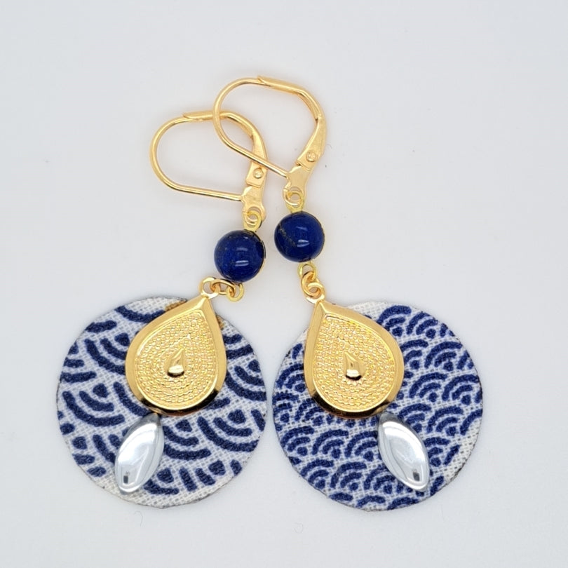 Néréides bleues - Boucles d'oreilles pendantes lapis-lazuli
