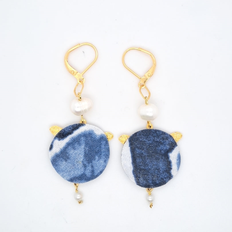 Libre en libellule bleu - Boucles d'oreilles pendantes