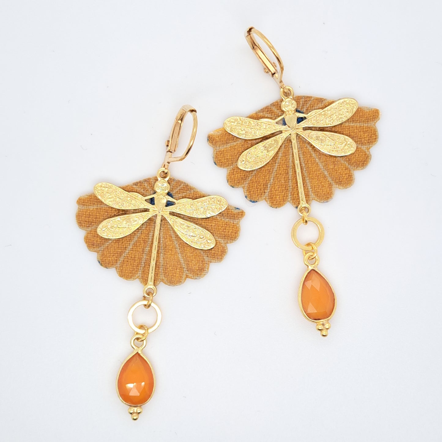 Free in Dragonfly - Carnelian Fabric Earrings