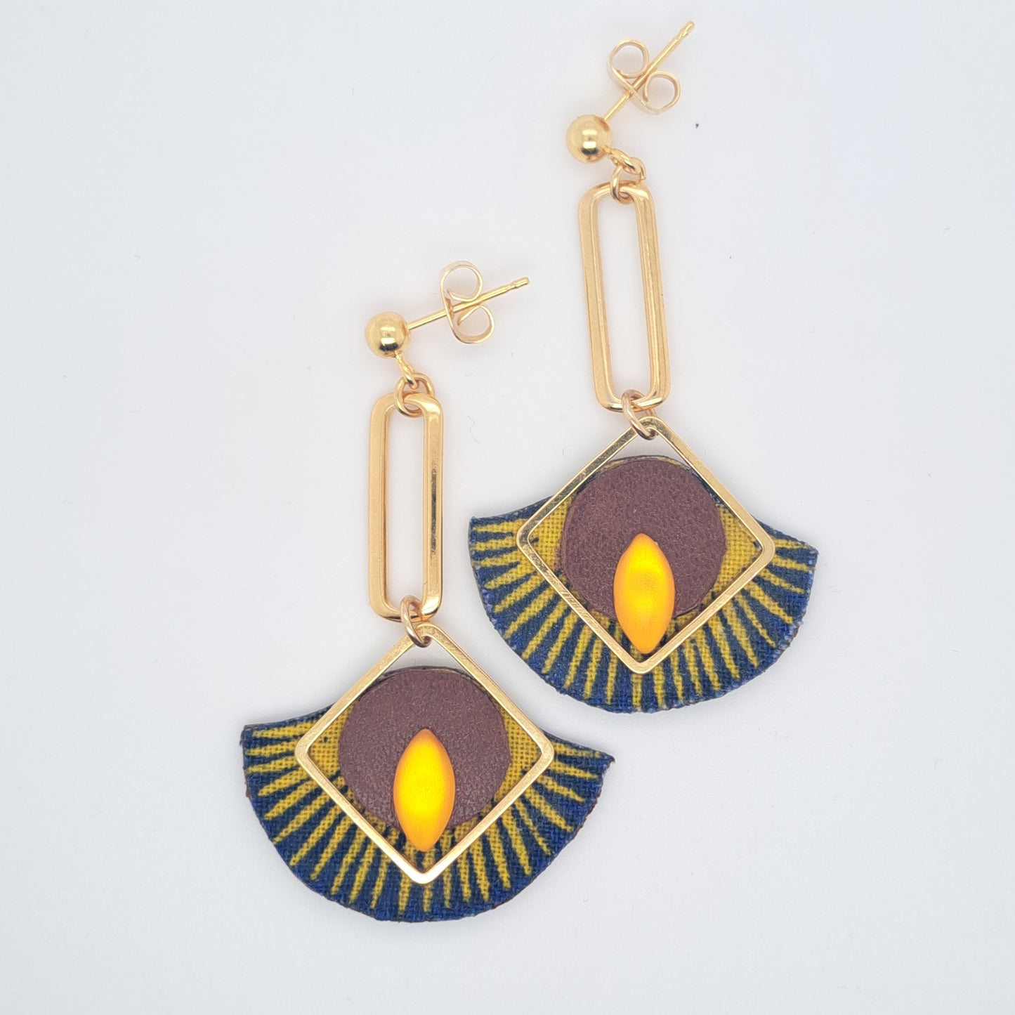 Art déco jaune - Boucles d'oreilles pendantes