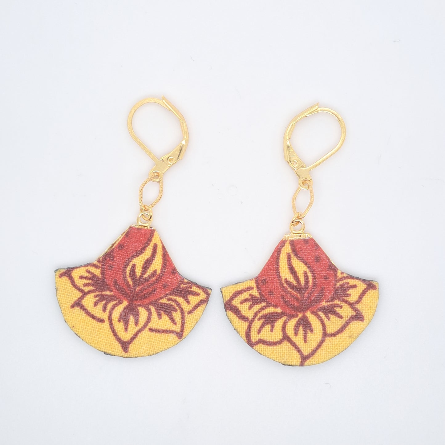 Art déco jaune Palm beach - Boucles d'oreilles pendantes