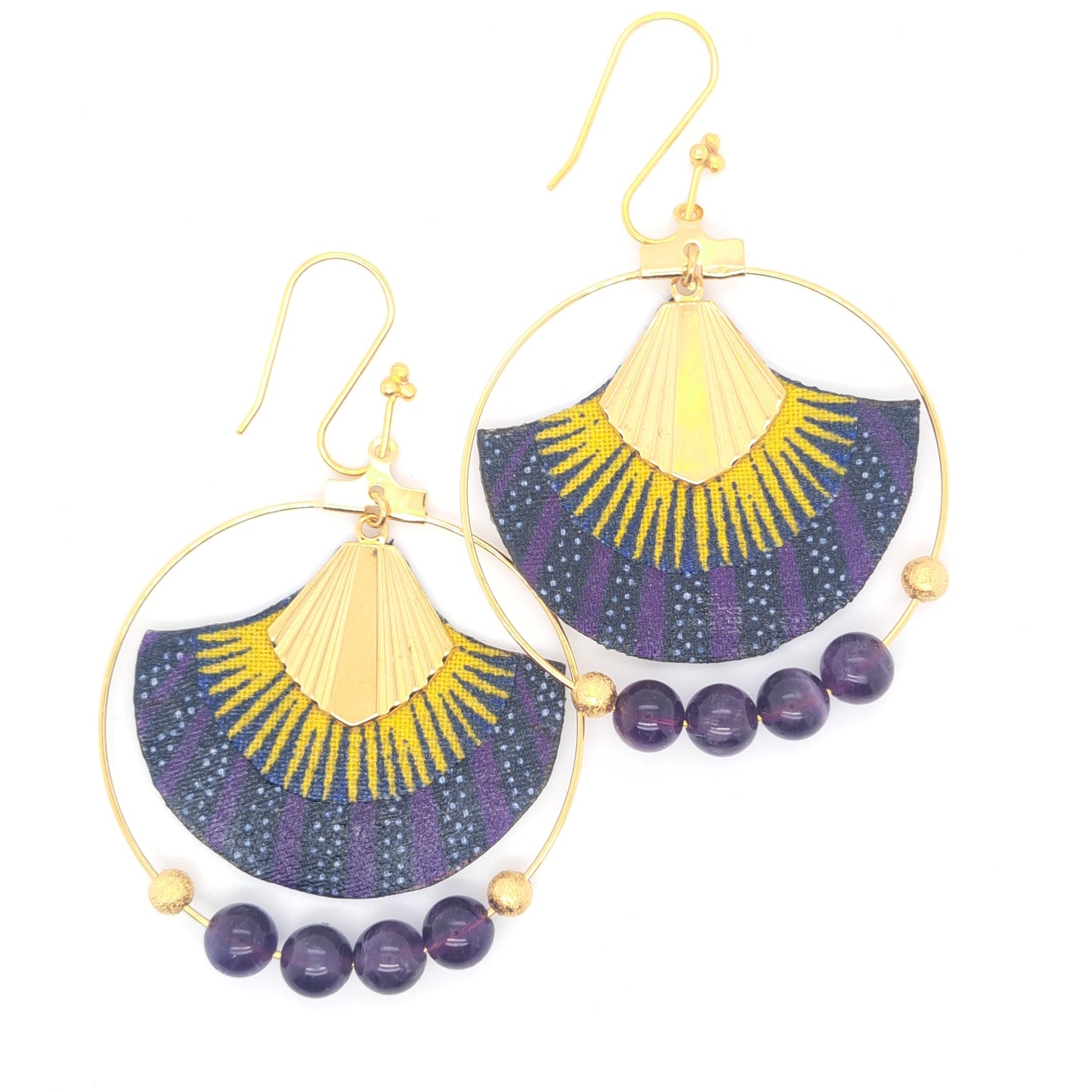 جايسالمير - أقراط متدلية من الجمشت مطلية بالذهب