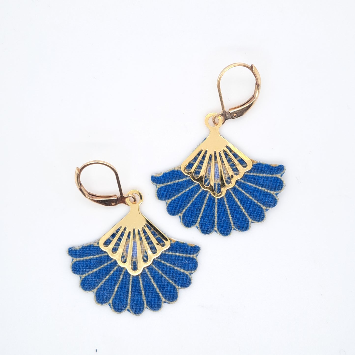 Bleu Anémone III - Boucles d'oreilles en tissu