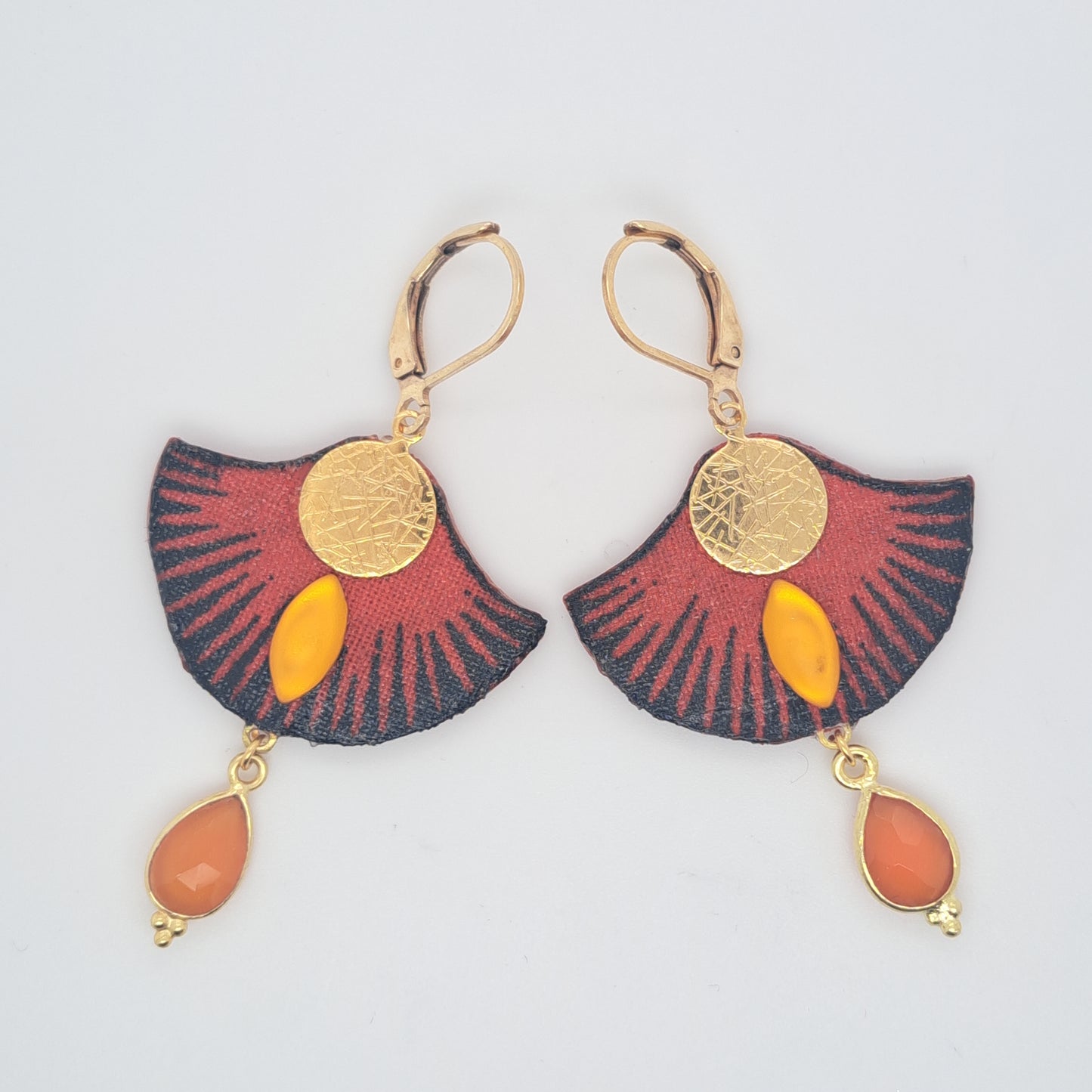 Flatiron - Gold Plated Diamond Fabric Earrings
