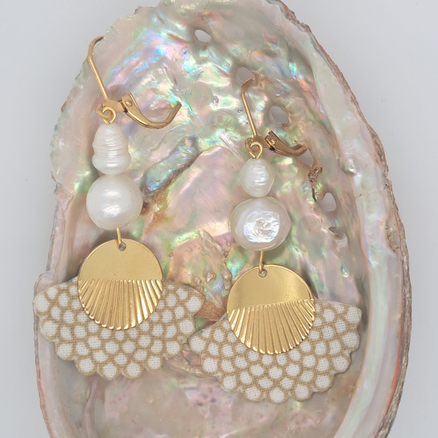 Blanche Marie Galante - Boucles d'oreilles nacre et perle d'eau douce