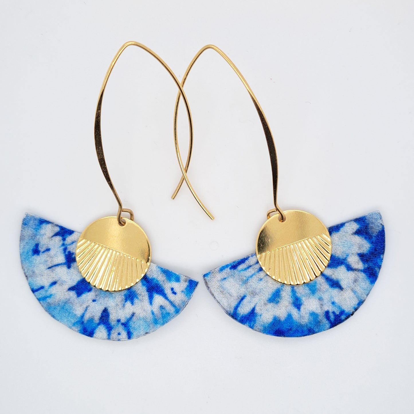 Bleu Magic Pacific - Boucles d'oreilles pendantes en tissu
