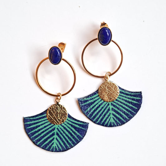 Néréides bleues - Boucles d'oreilles créoles lapis-lazuli