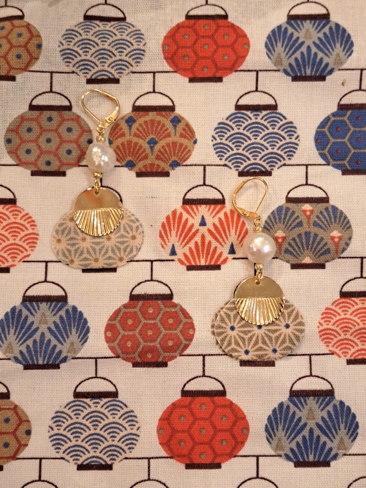 Hoi An - Blue fabric dangle earrings