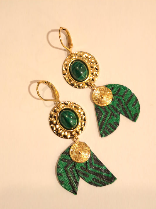Bali Jungle - Boucles d'oreilles vertes Malachite