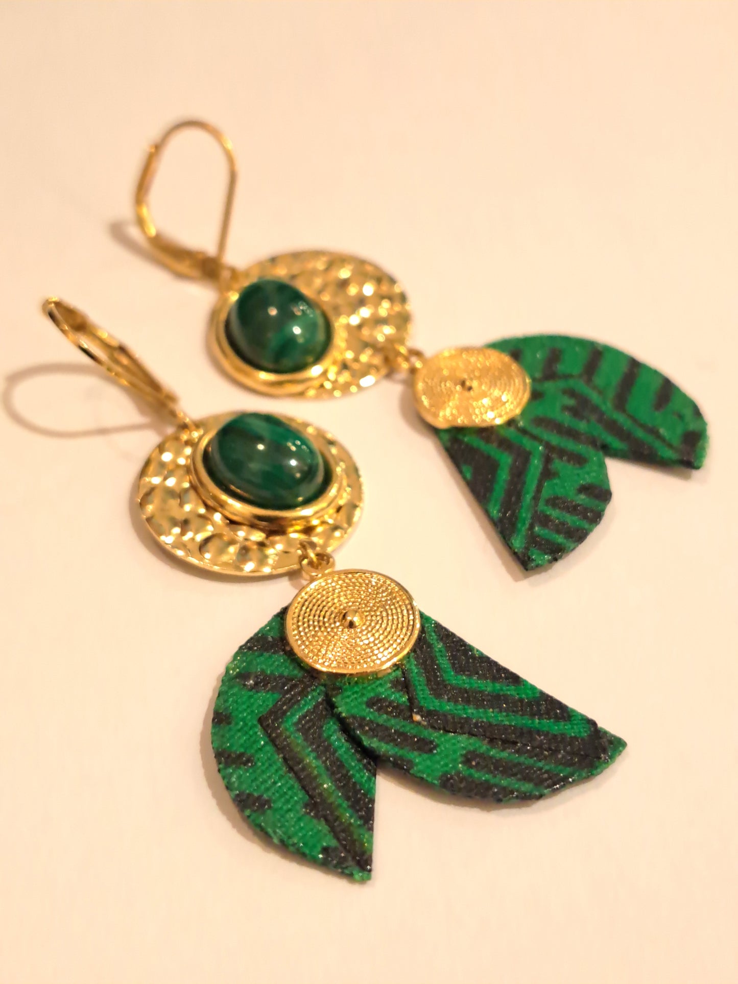 Bali Jungle - Boucles d'oreilles vertes Malachite