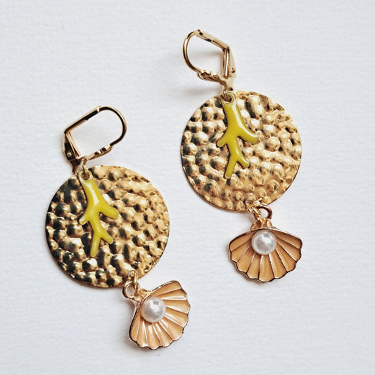 Trincomalee - Boucles d'oreilles pendantes dorées