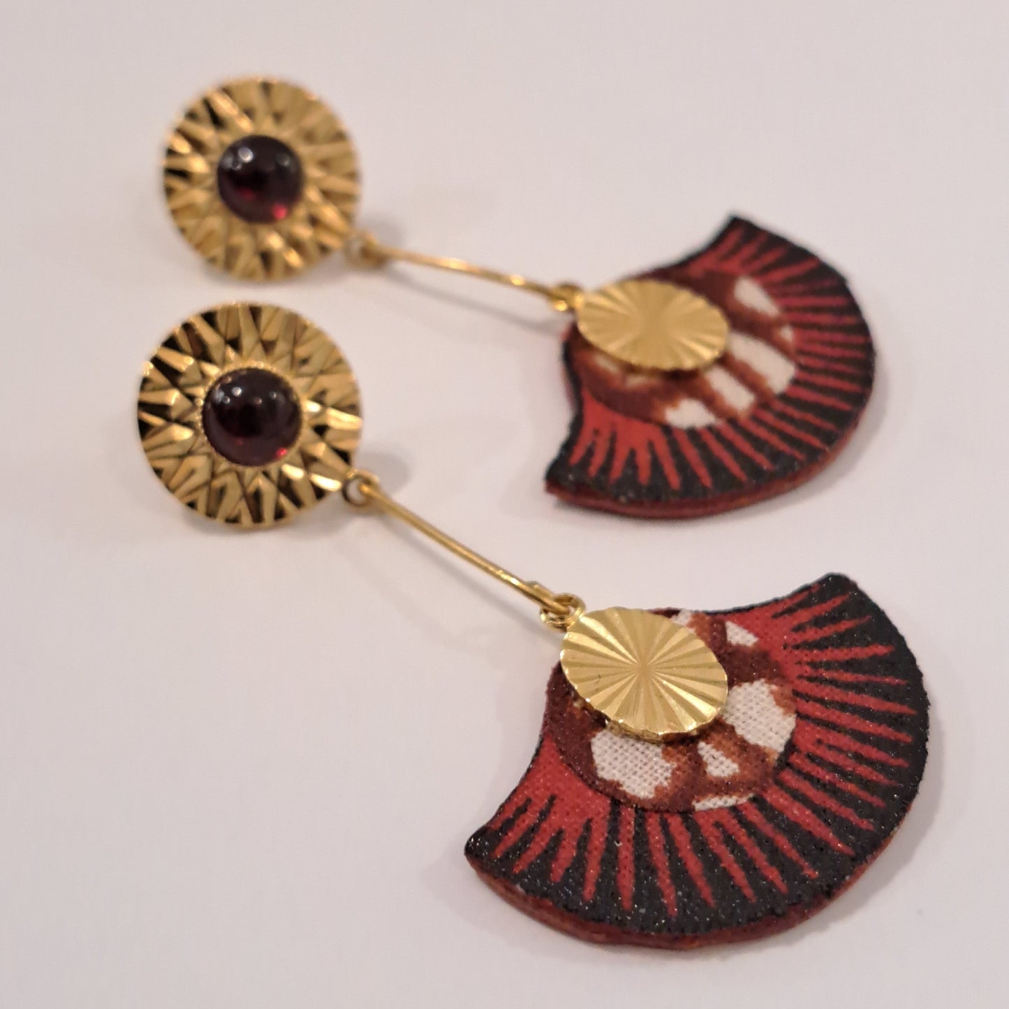 Hawaï - Boucles d'oreilles pendantes grenat