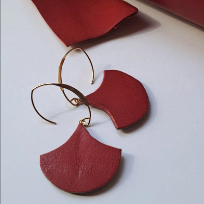 Panama Ara - Fabric and leather dangle earrings