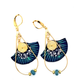 Gingko Indigo - Boucles d'oreilles pendantes bleues créoles gouttes