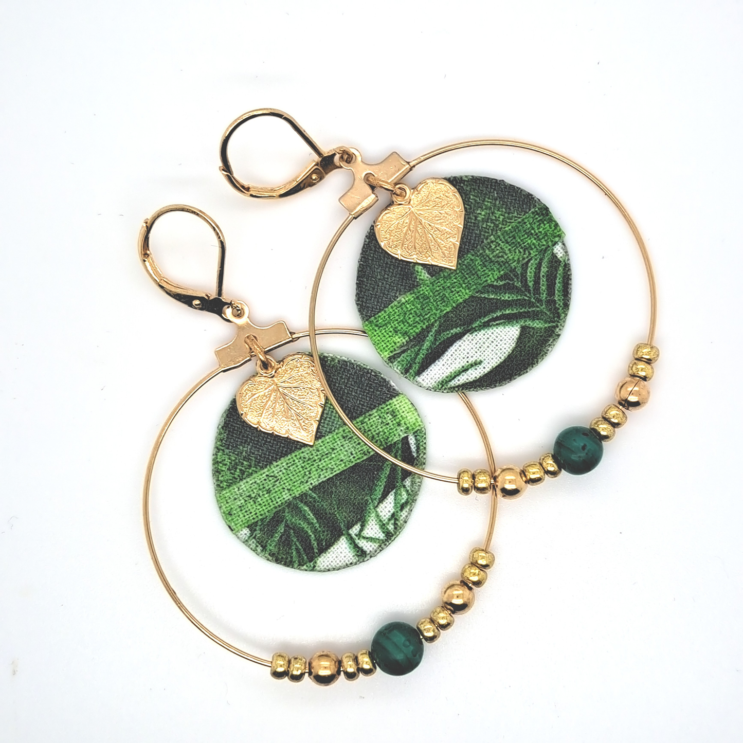 Jungle Therapy - Boucles d'oreilles créoles malachite