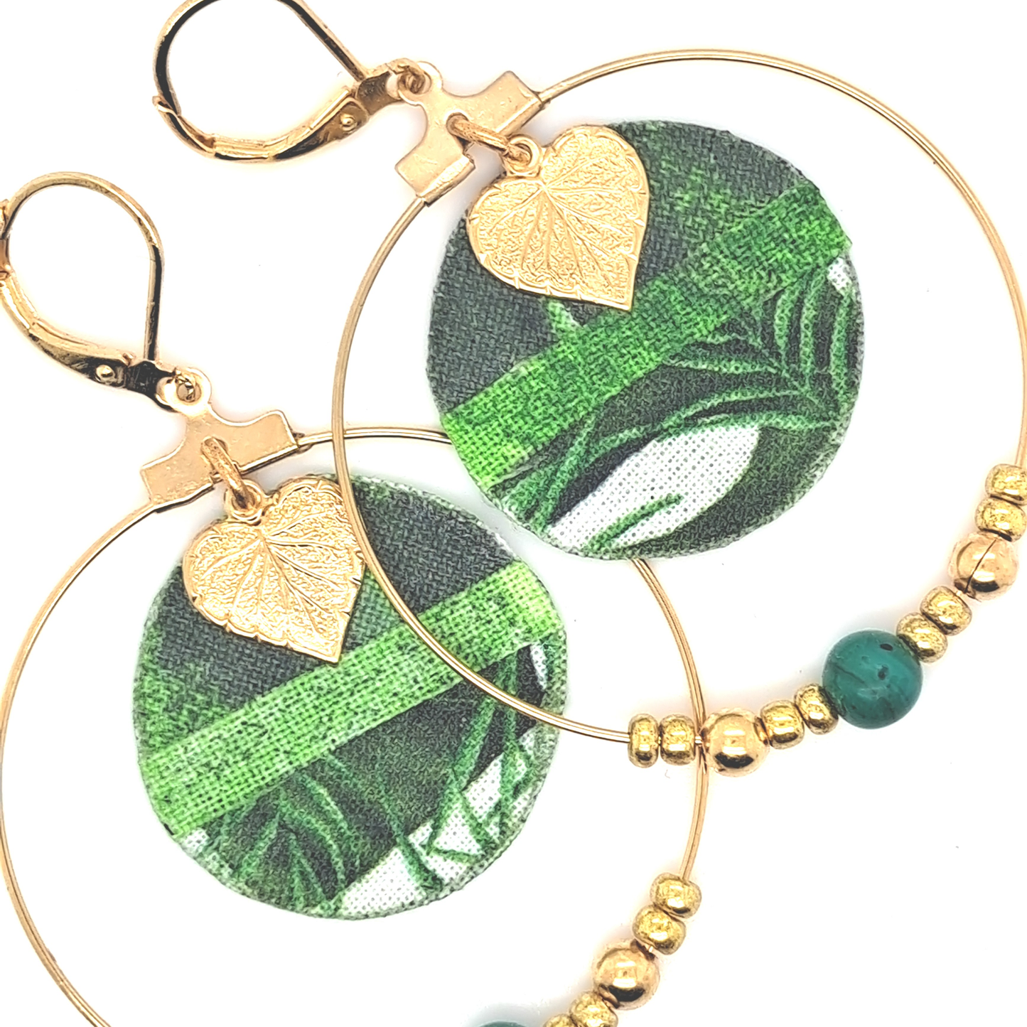 Jungle Therapy - Boucles d'oreilles créoles malachite