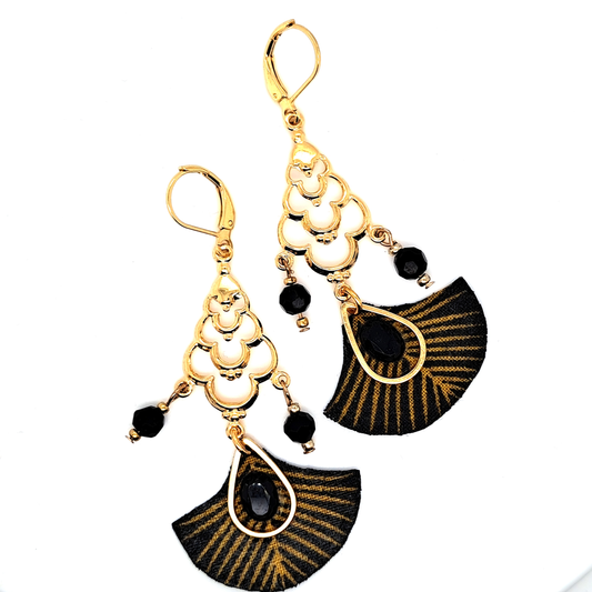 Byzance - Boucles d'oreilles dorées et noires