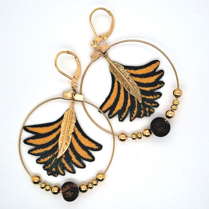 Osez Joséphine - Boucles d'oreilles plumes créoles en tissu