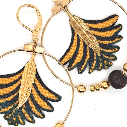 Osez Joséphine - Boucles d'oreilles plumes créoles en tissu