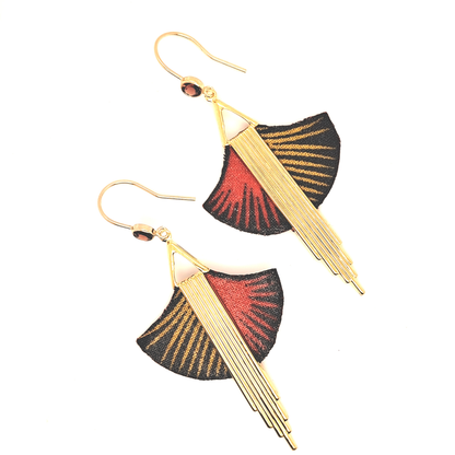 Cleopatra - Red Garnet Gold Plated Drop Earrings