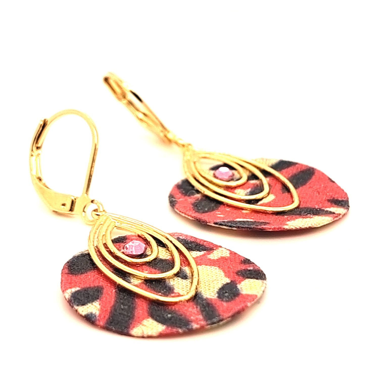 Rose Jaipur - Boucles d'oreilles rondes en tissu