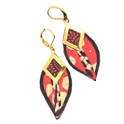 Masai Rose - Oval Fabric Drop Earrings